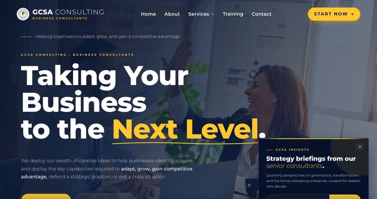 The GCSA Consulting website.