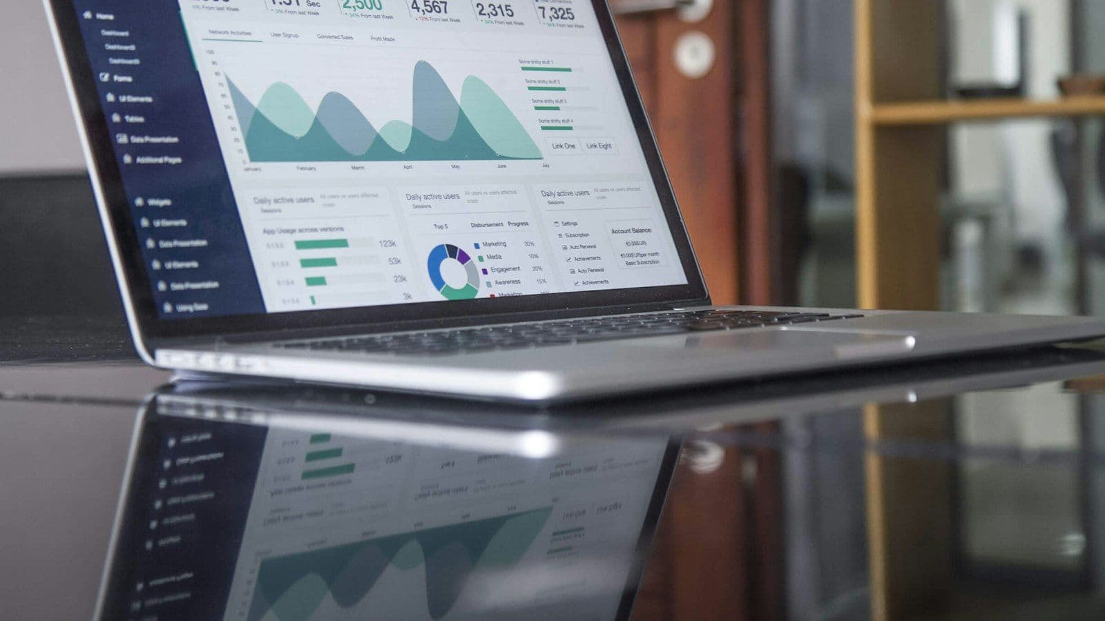 An analytics dashboard open on a laptop screen.