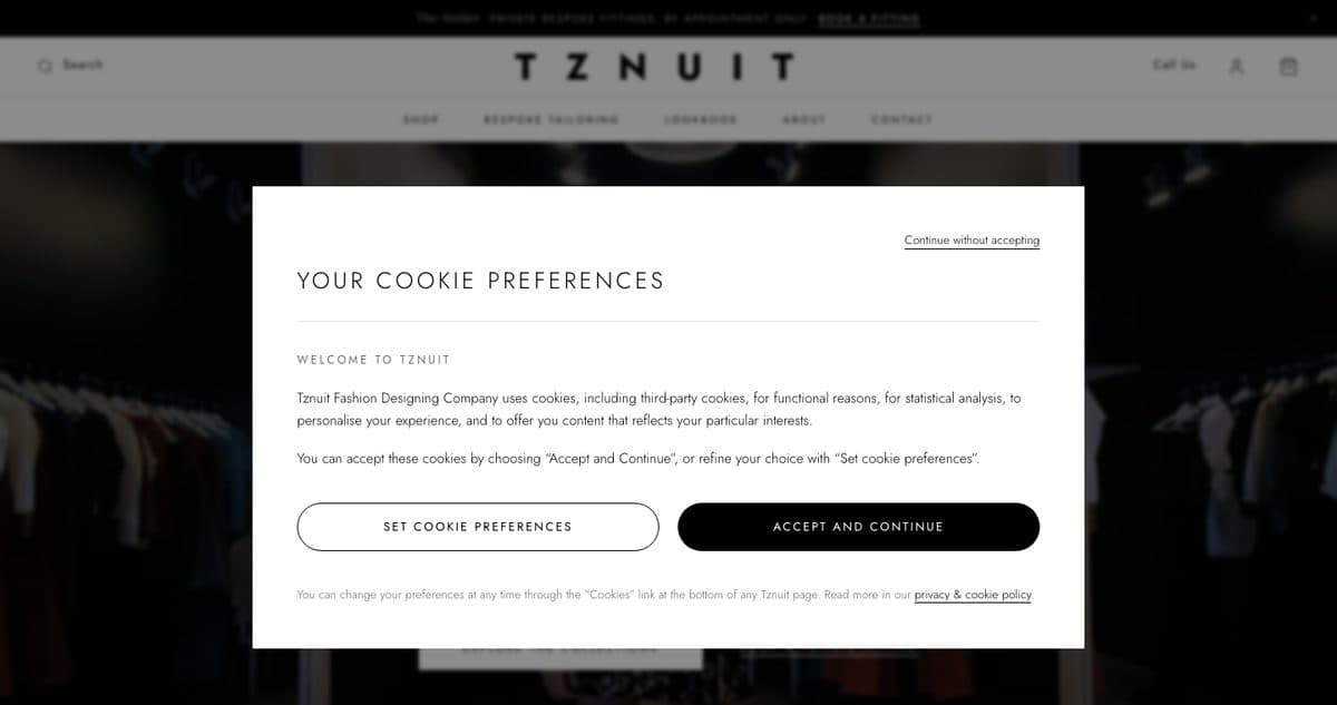 The Shop Tznuit website.